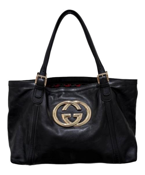 GUCCI（グッチ）GUCCI (グッチ) インターロッキングGライン ニューブリット トートバッグ ブラックの古着・服飾アイテム