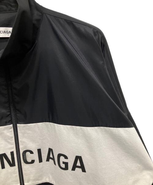 BALENCIAGA（バレンシアガ）BALENCIAGA (バレンシアガ) ロゴプリントデニム切り替えポプリンシャツブルゾン ブラック サイズ:34の古着・服飾アイテム