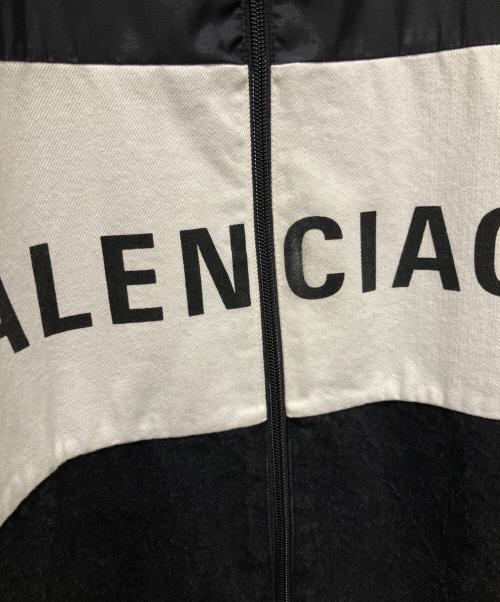 BALENCIAGA（バレンシアガ）BALENCIAGA (バレンシアガ) ロゴプリントデニム切り替えポプリンシャツブルゾン ブラック サイズ:34の古着・服飾アイテム