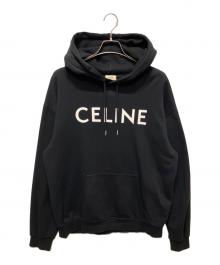 CELINE（セリーヌ）の古着「ルーズフーディ/ロゴパーカー/コットンフリース」｜ブラック