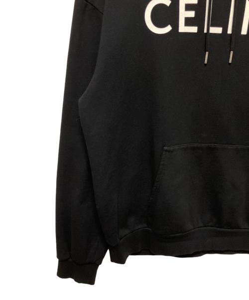 CELINE（セリーヌ）CELINE (セリーヌ) ルーズフーディ/ロゴパーカー/コットンフリース ブラック サイズ:XLの古着・服飾アイテム
