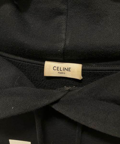 CELINE（セリーヌ）CELINE (セリーヌ) ルーズフーディ/ロゴパーカー/コットンフリース ブラック サイズ:XLの古着・服飾アイテム