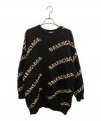 BALENCIAGAバレンシアガ）の古着「ALL OVER LOGO JACQUARED KNIT/オールオーバーロゴニット」｜ブラック