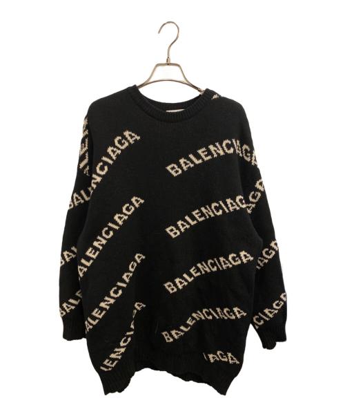 BALENCIAGA（バレンシアガ）BALENCIAGA (バレンシアガ) ALL OVER LOGO JACQUARED KNIT/オールオーバーロゴニット ブラック サイズ:Sの古着・服飾アイテム