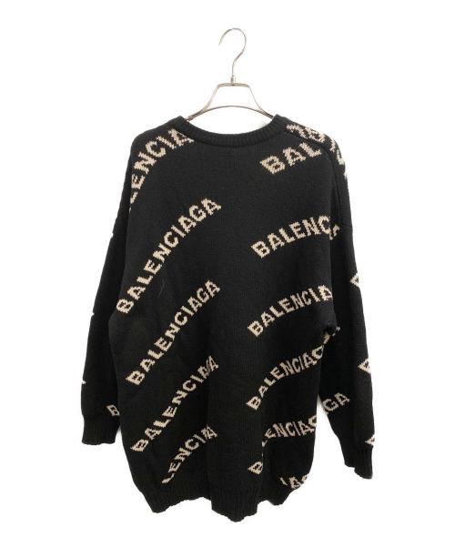 BALENCIAGA（バレンシアガ）BALENCIAGA (バレンシアガ) ALL OVER LOGO JACQUARED KNIT/オールオーバーロゴニット ブラック サイズ:Sの古着・服飾アイテム