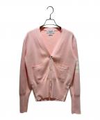 Thom Browneトムブラウン）の古着「Cotton Crepe V-Neck 4-Bar Cardigan/コットンクレープ Vネック 4BAR カーディガン/FKC207A-00219680」｜ピンク