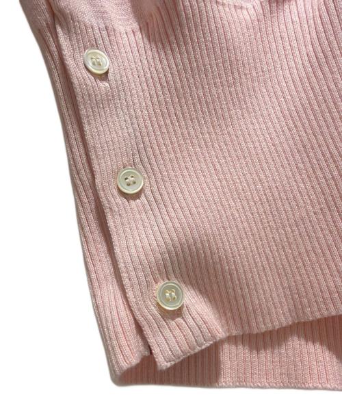 Thom Browne（トムブラウン）Thom Browne (トムブラウン) Cotton Crepe V-Neck 4-Bar Cardigan/コットンクレープ Vネック 4BAR カーディガン/FKC207A-00219680 ピンク サイズ:42の古着・服飾アイテム