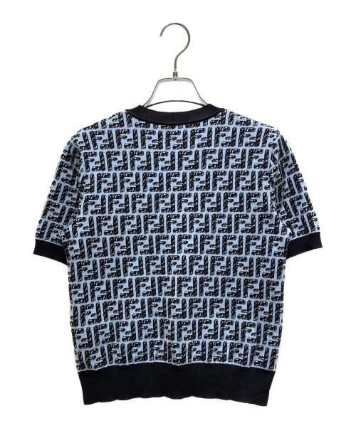 FENDI（フェンディ）FENDI (フェンディ) ズッカ柄半袖ニット/FZX550 AD5R スカイブルー サイズ:38の古着・服飾アイテム