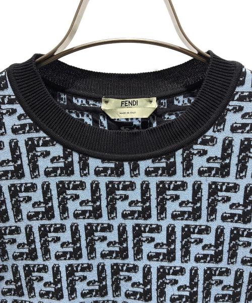 FENDI（フェンディ）FENDI (フェンディ) ズッカ柄半袖ニット/FZX550 AD5R スカイブルー サイズ:38の古着・服飾アイテム