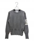 Thom Browneトムブラウン）の古着「Milano Stitch Cotton Crepe 4-Bar Pullover/ミラノ ステッチ コットン クレープ 4-BAR プルオーバー/FKA239A-00219035」｜グレー