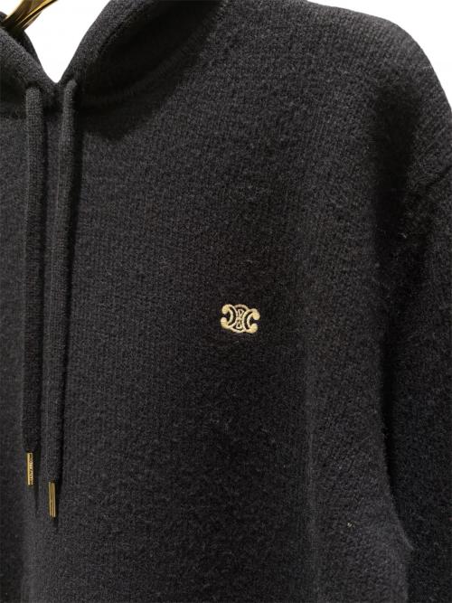 CELINE（セリーヌ）CELINE (セリーヌ) ミニトリオンフ刺繍ニットパーカー ネイビー サイズ:Mの古着・服飾アイテム
