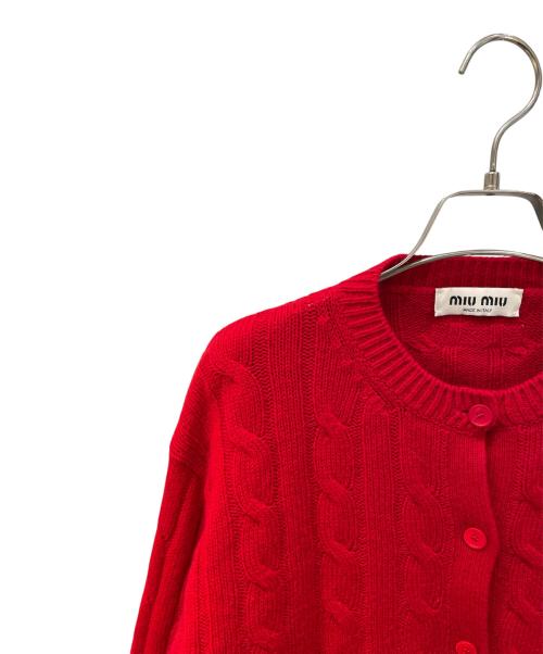 MIU MIU（ミュウミュウ）MIU MIU (ミュウミュウ) カシミアバックロゴボレロカーディガン レッド サイズ:38の古着・服飾アイテム
