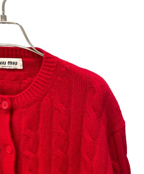 MIU MIU（ミュウミュウ）MIU MIU (ミュウミュウ) カシミアバックロゴボレロカーディガン レッド サイズ:38の古着・服飾アイテム