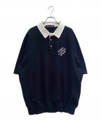 LOUIS VUITTONルイ ヴィトン）の古着「24AW パールボタンニットポロシャツ Embroidered Cotton Blend Pearl Button Shirt/RM242MM F77 HRN14W」｜ネイビー