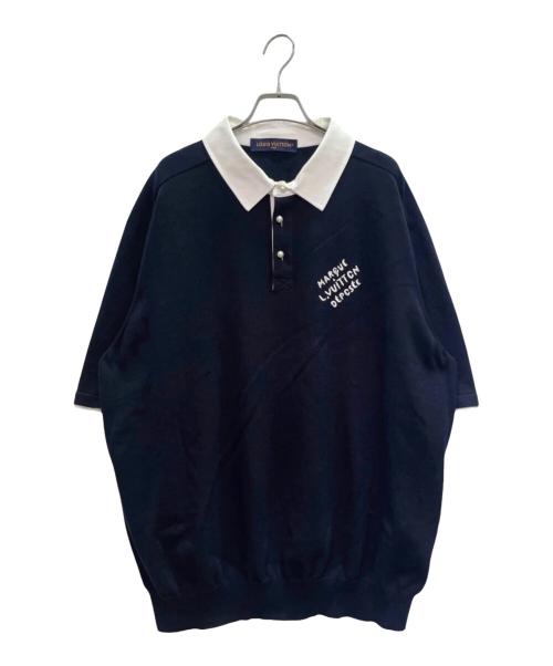 LOUIS VUITTON（ルイ ヴィトン）LOUIS VUITTON (ルイ ヴィトン) 24AW パールボタンニットポロシャツ Embroidered Cotton Blend Pearl Button Shirt/RM242MM F77 HRN14W ネイビー サイズ:XXLの古着・服飾アイテム