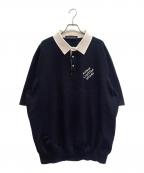 LOUIS VUITTONルイ ヴィトン）の古着「24AW パールボタンニットポロシャツ Embroidered Cotton Blend Pearl Button Shirt/RM242MM F77 HRN14W」｜ネイビー