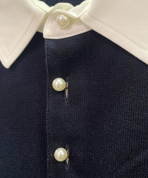 LOUIS VUITTON（ルイ ヴィトン）LOUIS VUITTON (ルイ ヴィトン) 24AW パールボタンニットポロシャツ Embroidered Cotton Blend Pearl Button Shirt/RM242MM F77 HRN14W ネイビー サイズ:XXLの古着・服飾アイテム