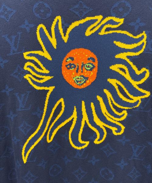 LOUIS VUITTON（ルイ ヴィトン）LOUIS VUITTON (ルイ ヴィトン) 草間彌生 (クサマヤヨイ) モノグラム フェイス ニット カーディガン ブルー サイズ:Ｍの古着・服飾アイテム