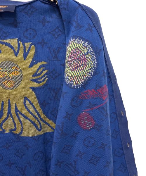 LOUIS VUITTON（ルイ ヴィトン）LOUIS VUITTON (ルイ ヴィトン) 草間彌生 (クサマヤヨイ) モノグラム フェイス ニット カーディガン ブルー サイズ:Ｍの古着・服飾アイテム
