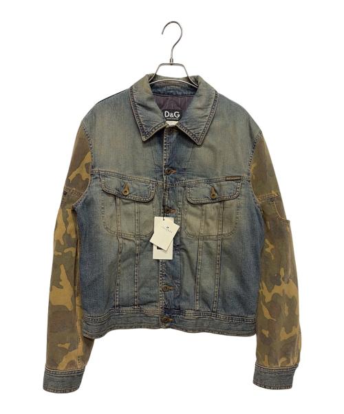 D&G（ディーアンドジー）D&G (ディーアンドジー) Faded Denim Jacket インディゴ×カーキ サイズ:Mの古着・服飾アイテム