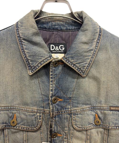 D&G（ディーアンドジー）D&G (ディーアンドジー) Faded Denim Jacket インディゴ×カーキ サイズ:Mの古着・服飾アイテム