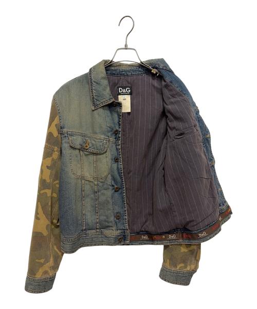 D&G（ディーアンドジー）D&G (ディーアンドジー) Faded Denim Jacket インディゴ×カーキ サイズ:Mの古着・服飾アイテム