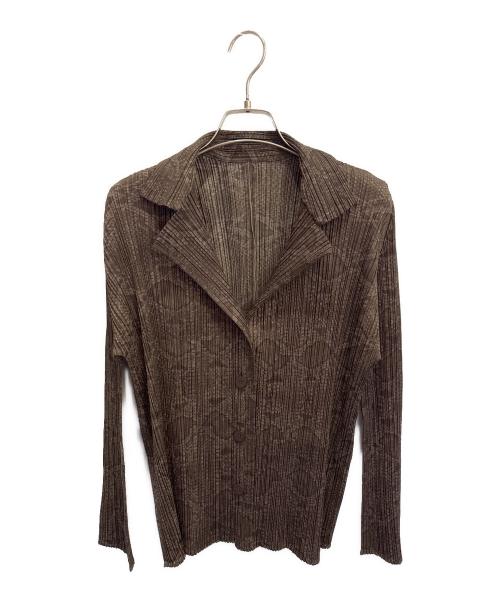 PLEATS PLEASE（プリーツプリーズ）PLEATS PLEASE (プリーツプリーズ) パイソン柄プリーツシャツ ブラウン サイズ:3の古着・服飾アイテム