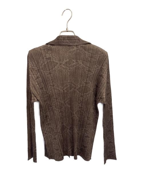 PLEATS PLEASE（プリーツプリーズ）PLEATS PLEASE (プリーツプリーズ) パイソン柄プリーツシャツ ブラウン サイズ:3の古着・服飾アイテム