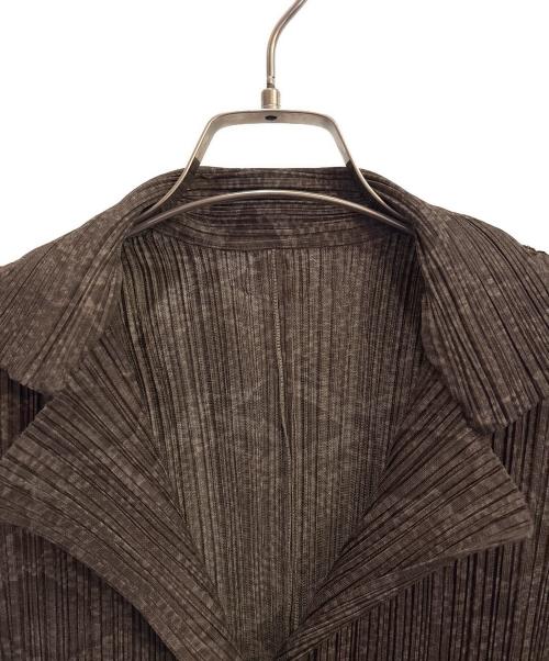 PLEATS PLEASE（プリーツプリーズ）PLEATS PLEASE (プリーツプリーズ) パイソン柄プリーツシャツ ブラウン サイズ:3の古着・服飾アイテム
