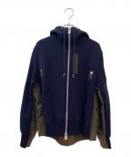 sacaiサカイ）の古着「Sponge×Nylon Twill Hoodie」｜ネイビー