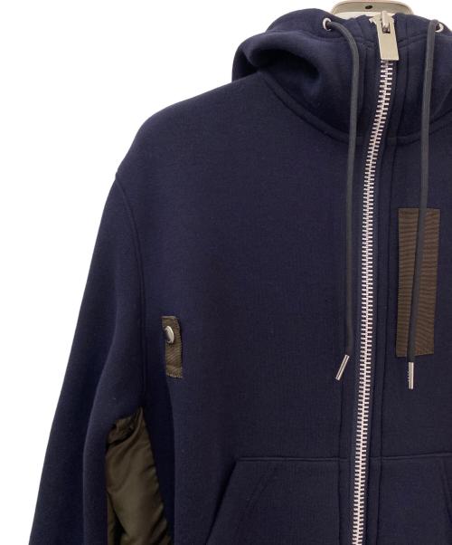 sacai（サカイ）sacai (サカイ) Sponge×Nylon Twill Hoodie ネイビー サイズ:2の古着・服飾アイテム