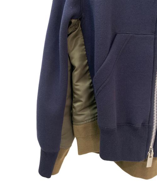 sacai（サカイ）sacai (サカイ) Sponge×Nylon Twill Hoodie ネイビー サイズ:2の古着・服飾アイテム