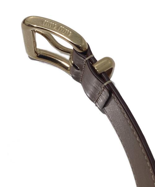 MIU MIU（ミュウミュウ）MIU MIU (ミュウミュウ) Leather Belt/レザーベルト/5CC536 ブラウン サイズ:85の古着・服飾アイテム