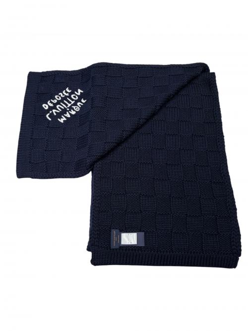LOUIS VUITTON（ルイ ヴィトン）LOUIS VUITTON (ルイ ヴィトン) マフラー・ダミエ スナッグ/ウールマフラー ネイビーの古着・服飾アイテム