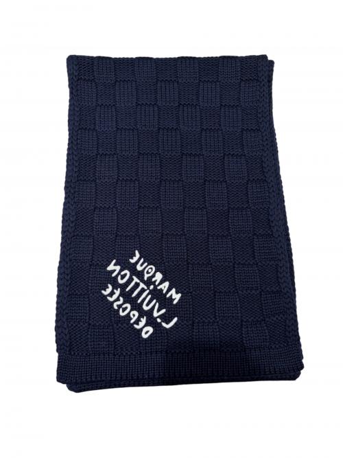 LOUIS VUITTON（ルイ ヴィトン）LOUIS VUITTON (ルイ ヴィトン) マフラー・ダミエ スナッグ/ウールマフラー ネイビーの古着・服飾アイテム