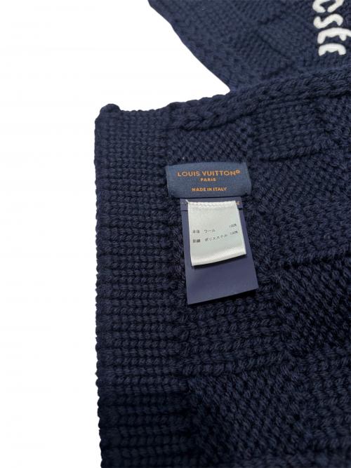 LOUIS VUITTON（ルイ ヴィトン）LOUIS VUITTON (ルイ ヴィトン) マフラー・ダミエ スナッグ/ウールマフラー ネイビーの古着・服飾アイテム