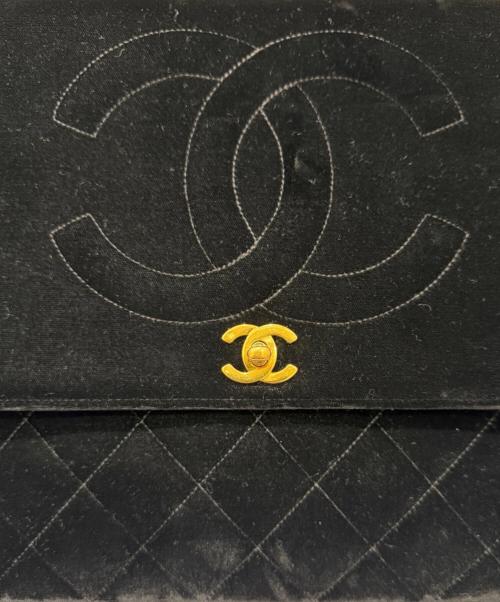 CHANEL（シャネル）CHANEL (シャネル) マトラッセ34 ベロアチェーンショルダーバッグ ブラック サイズ:34の古着・服飾アイテム