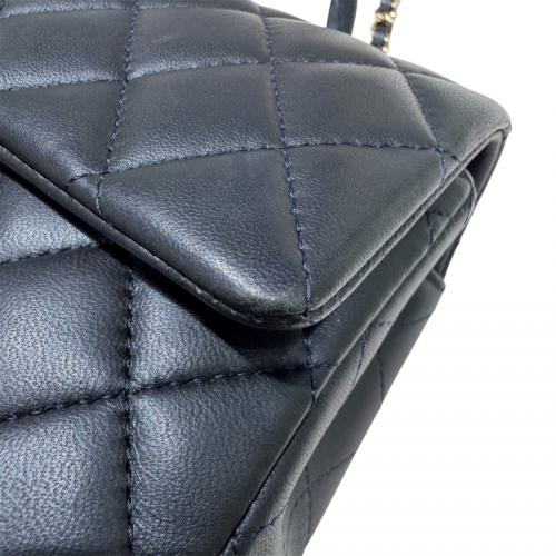CHANEL（シャネル）CHANEL (シャネル) マトラッセ ミニ トップハンドルクラシックハンドバッグ/ネイビー×ゴールド金具 ネイビー×ゴールド金具 サイズ:20cmの古着・服飾アイテム