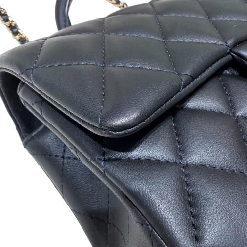 CHANEL（シャネル）CHANEL (シャネル) マトラッセ ミニ トップハンドルクラシックハンドバッグ/ネイビー×ゴールド金具 ネイビー×ゴールド金具 サイズ:20cmの古着・服飾アイテム