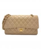 CHANELシャネル）の古着「Wフラップチェーンショルダーバッグ/マトラッセ25/Medium Classic Flap Bag」｜ベージュ