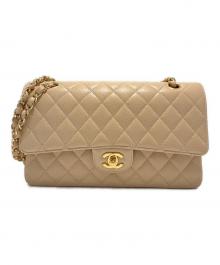 CHANEL（シャネル）の古着「Wフラップチェーンショルダーバッグ/マトラッセ25/Medium Classic Flap Bag 」｜ベージュ