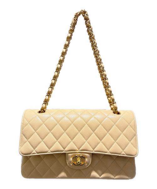 CHANEL（シャネル）CHANEL (シャネル) Wフラップチェーンショルダーバッグ/マトラッセ25/Medium Classic Flap Bag  ベージュ サイズ:25の古着・服飾アイテム