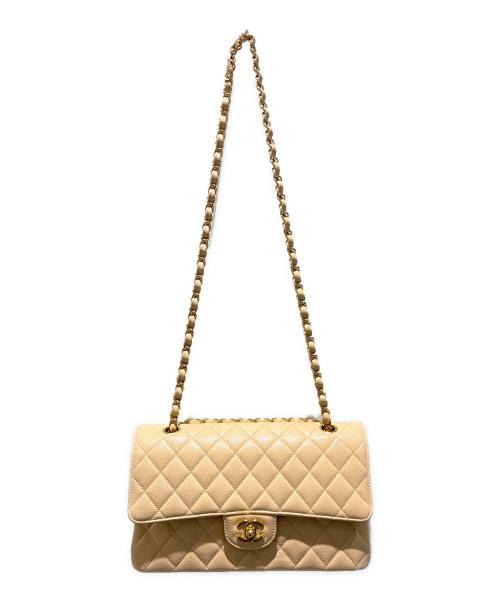 CHANEL（シャネル）CHANEL (シャネル) Wフラップチェーンショルダーバッグ/マトラッセ25/Medium Classic Flap Bag  ベージュ サイズ:25の古着・服飾アイテム