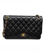 CHANELシャネル）の古着「Wフラップチェーンショルダーバッグ/デカマトラッセ」｜ブラック