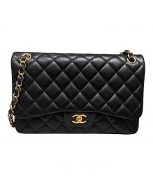 CHANEL（シャネル）の古着「Wフラップチェーンショルダーバッグ/デカマトラッセ」｜ブラック