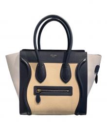 CELINE（セリーヌ）の古着「ラゲージ マイクロ トートバッグ」｜ベージュ×ネイビー