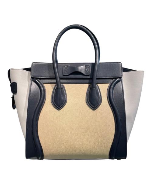CELINE（セリーヌ）CELINE (セリーヌ) ラゲージ マイクロ トートバッグ ベージュ×ネイビー サイズ:マイクロの古着・服飾アイテム