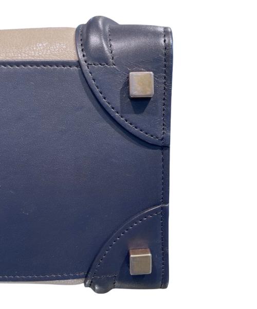 CELINE（セリーヌ）CELINE (セリーヌ) ラゲージ マイクロ トートバッグ ベージュ×ネイビー サイズ:マイクロの古着・服飾アイテム