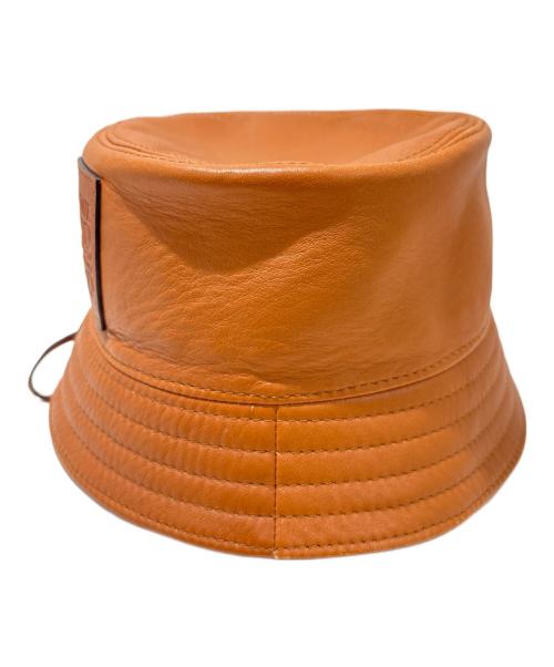 LOEWE（ロエベ）LOEWE (ロエベ) アナグラムロゴパッチレザーバケットハット ブラウン サイズ:SIZE 57の古着・服飾アイテム