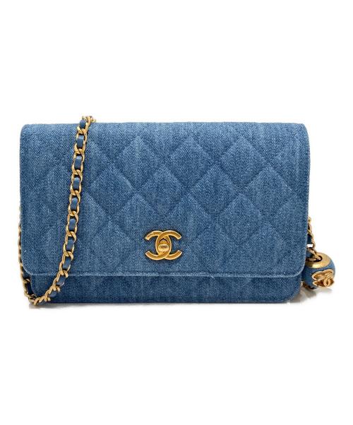 CHANEL（シャネル）CHANEL (シャネル) タイムレスクラシック/マトラッセデニムチェーンショルダーウォレット ブルーの古着・服飾アイテム